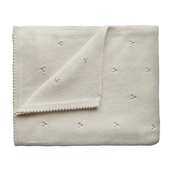 Mushie Knitted Blanket Pointelle Ivory