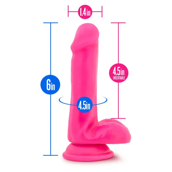 Neo 6 Dual Density Cock WBalls Neon Pink "