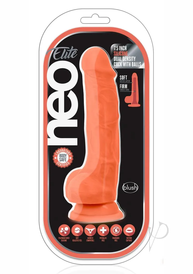 Neo Elite Dd Cock W/balls 7.5 Orange