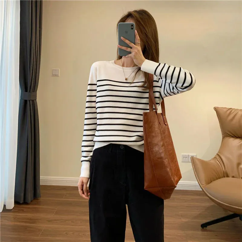 New Fashion Womens Sweaters Casual Long-Sleeved Elegant O-Neck Basic Pullover Soft Streetwear Chic Knitwear Sweaters Top