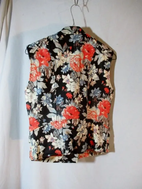 NWT New CELINE LEATHER PEONY Moto vest jacket coat 40 FLORAL Sleeveless