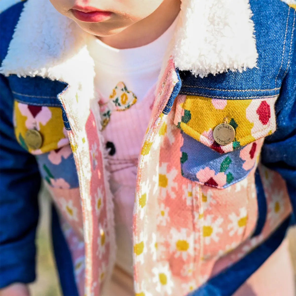 oh baby! Quilted Heart Denim Jacket with Cream Snowdrift Lining