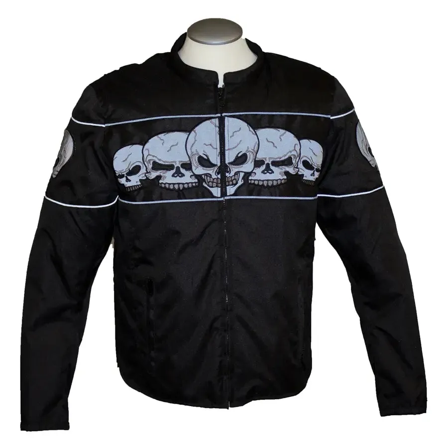 Open Road Men's Reflective Skull Textile Motorcycle Jacket