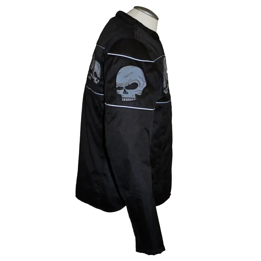 Open Road Men's Reflective Skull Textile Motorcycle Jacket