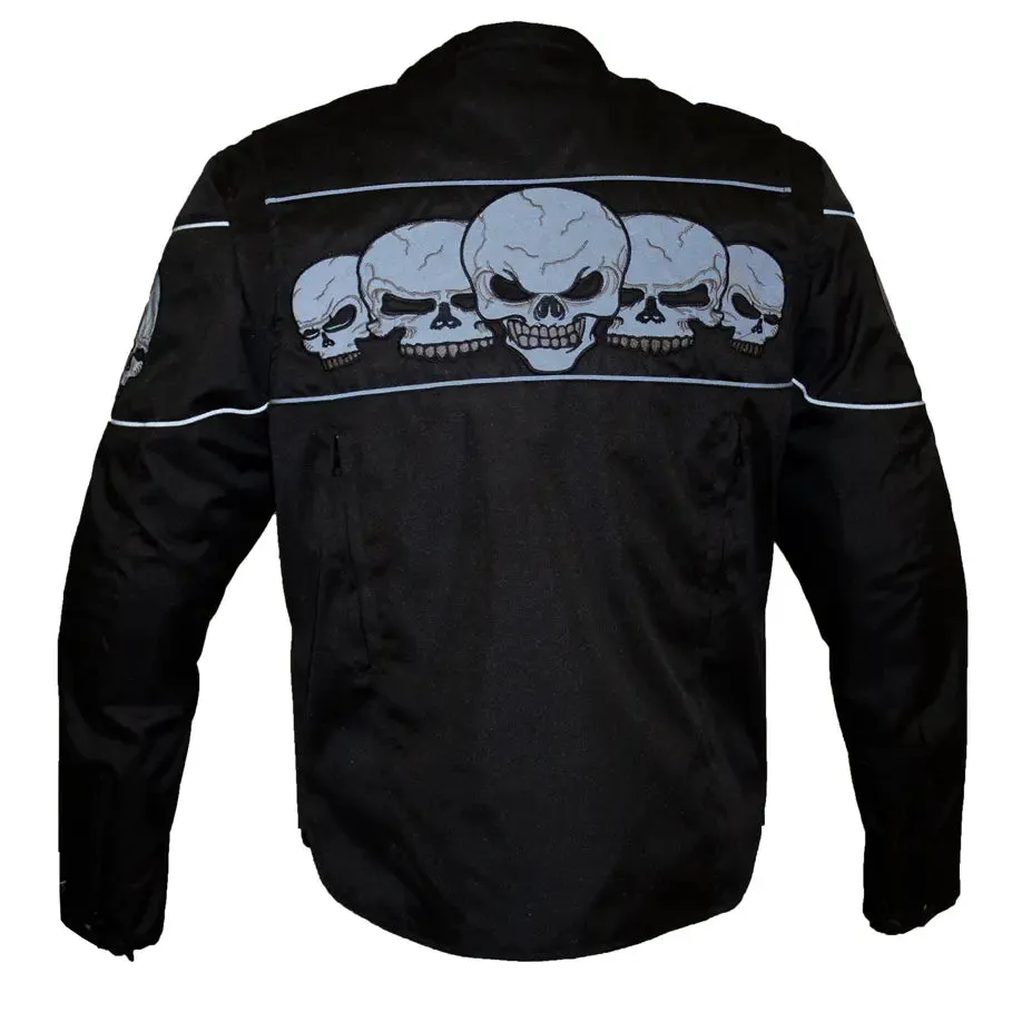 Open Road Men's Reflective Skull Textile Motorcycle Jacket