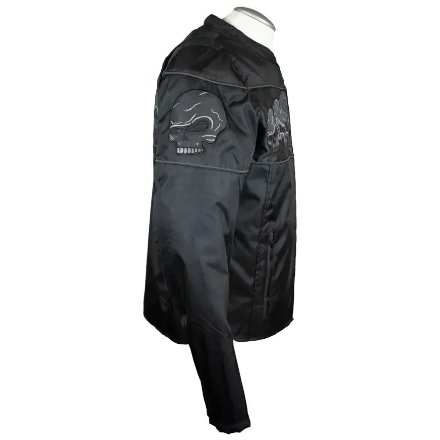 Open Road Men's Reflective Skull Textile Motorcycle Jacket