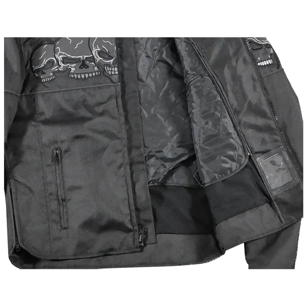 Open Road Men's Reflective Skull Textile Motorcycle Jacket