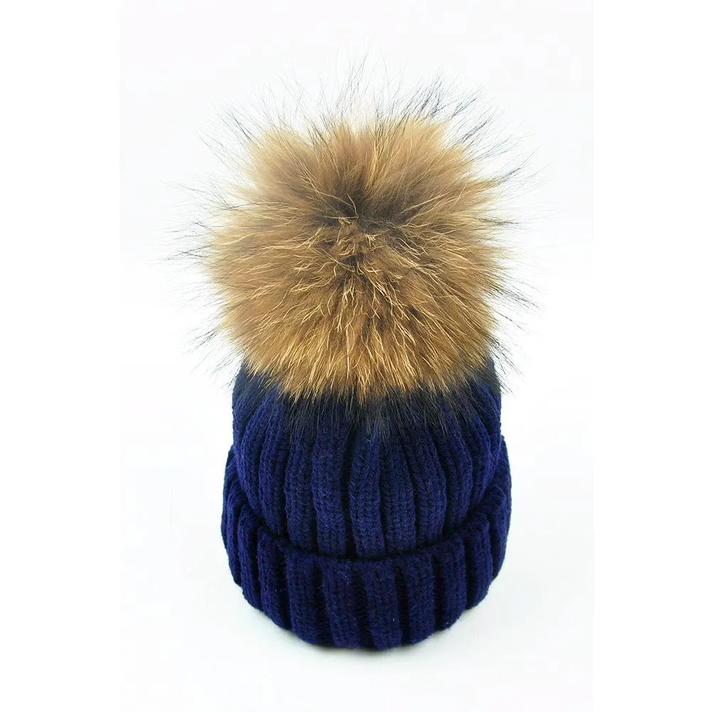 Original Navy Natural Fur Pomkin Hat