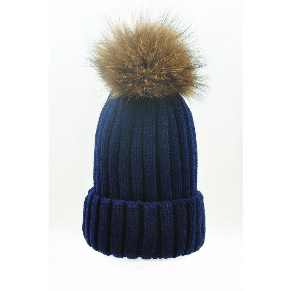 Original Navy Natural Fur Pomkin Hat