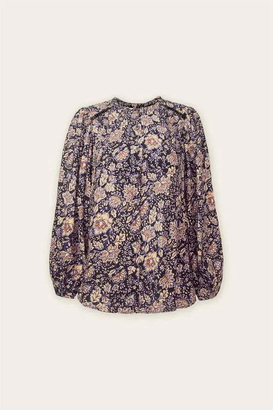 Paisley Flower Button Front Top