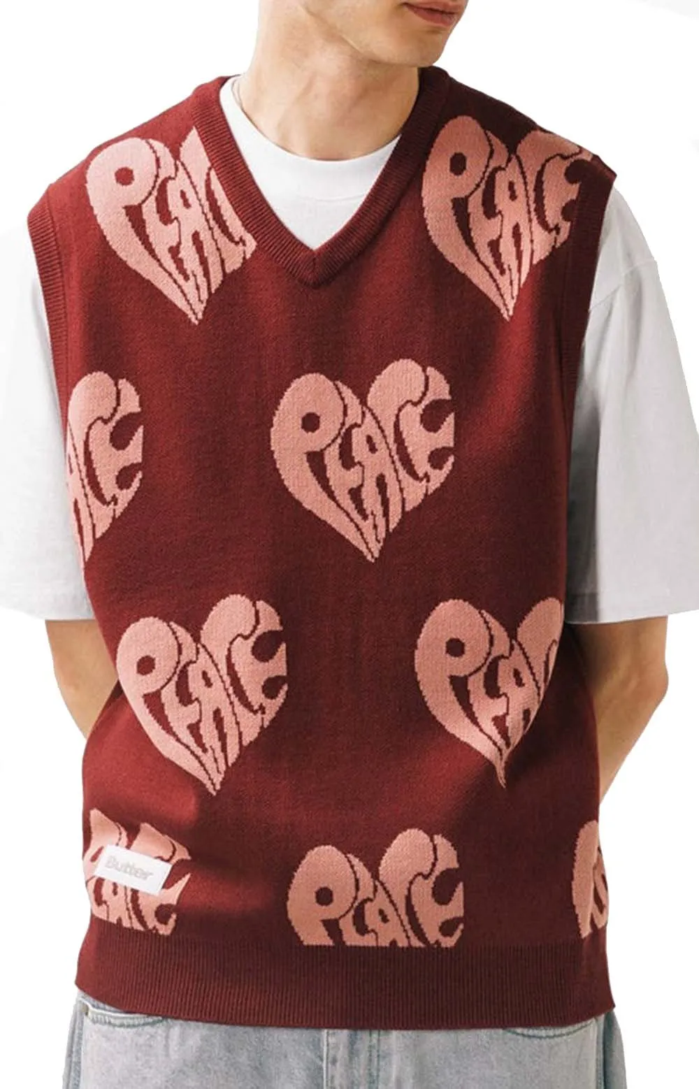 Peace Knit Vest - Wine