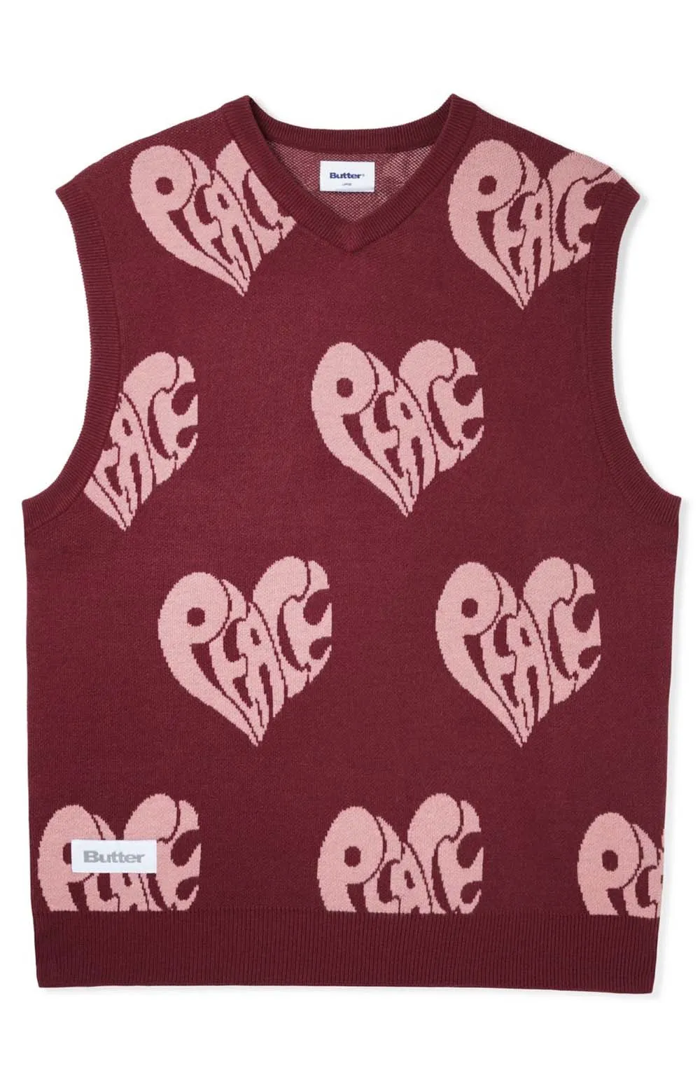 Peace Knit Vest - Wine