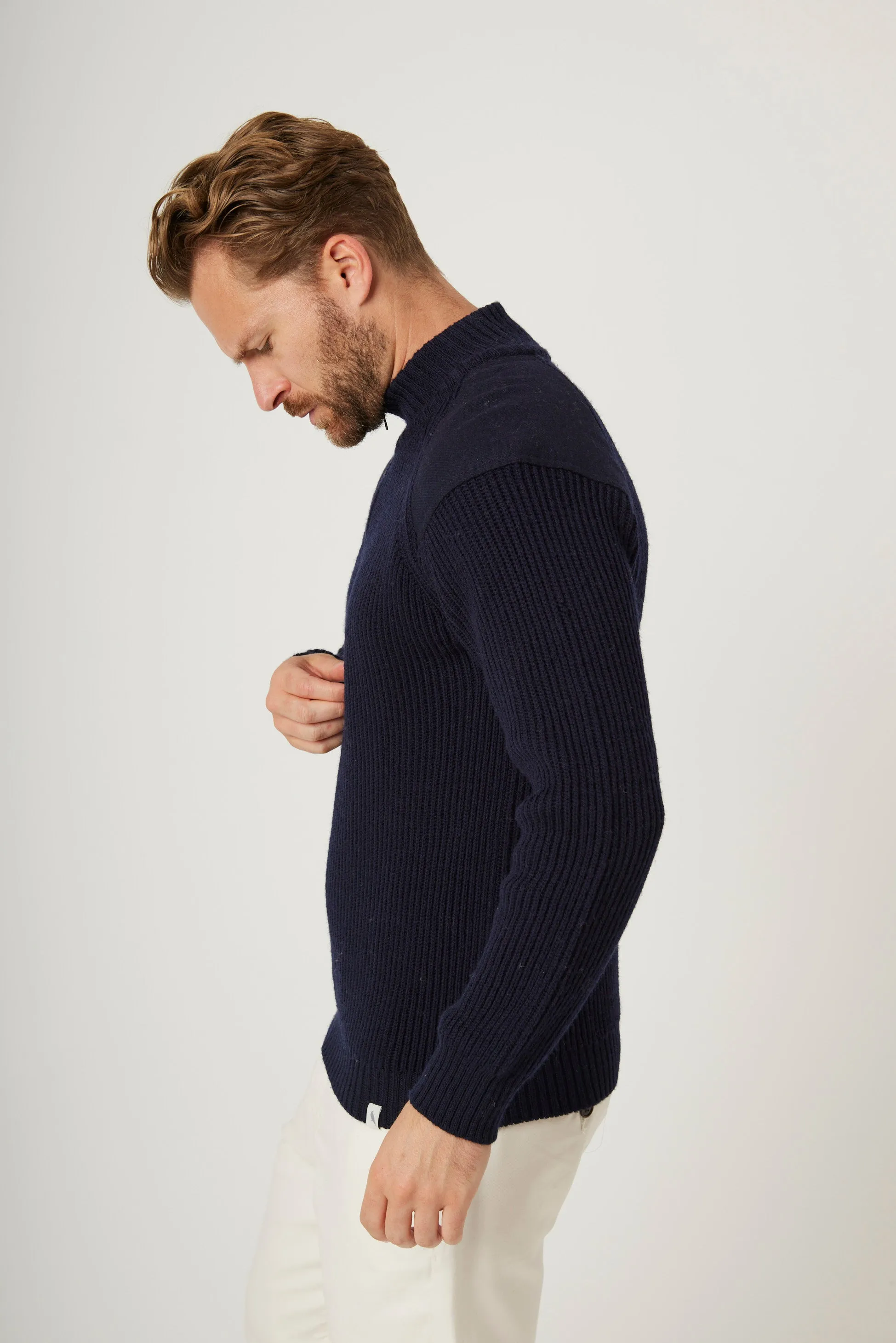 Peregrine Sweater Foxton Zip Neck Navy