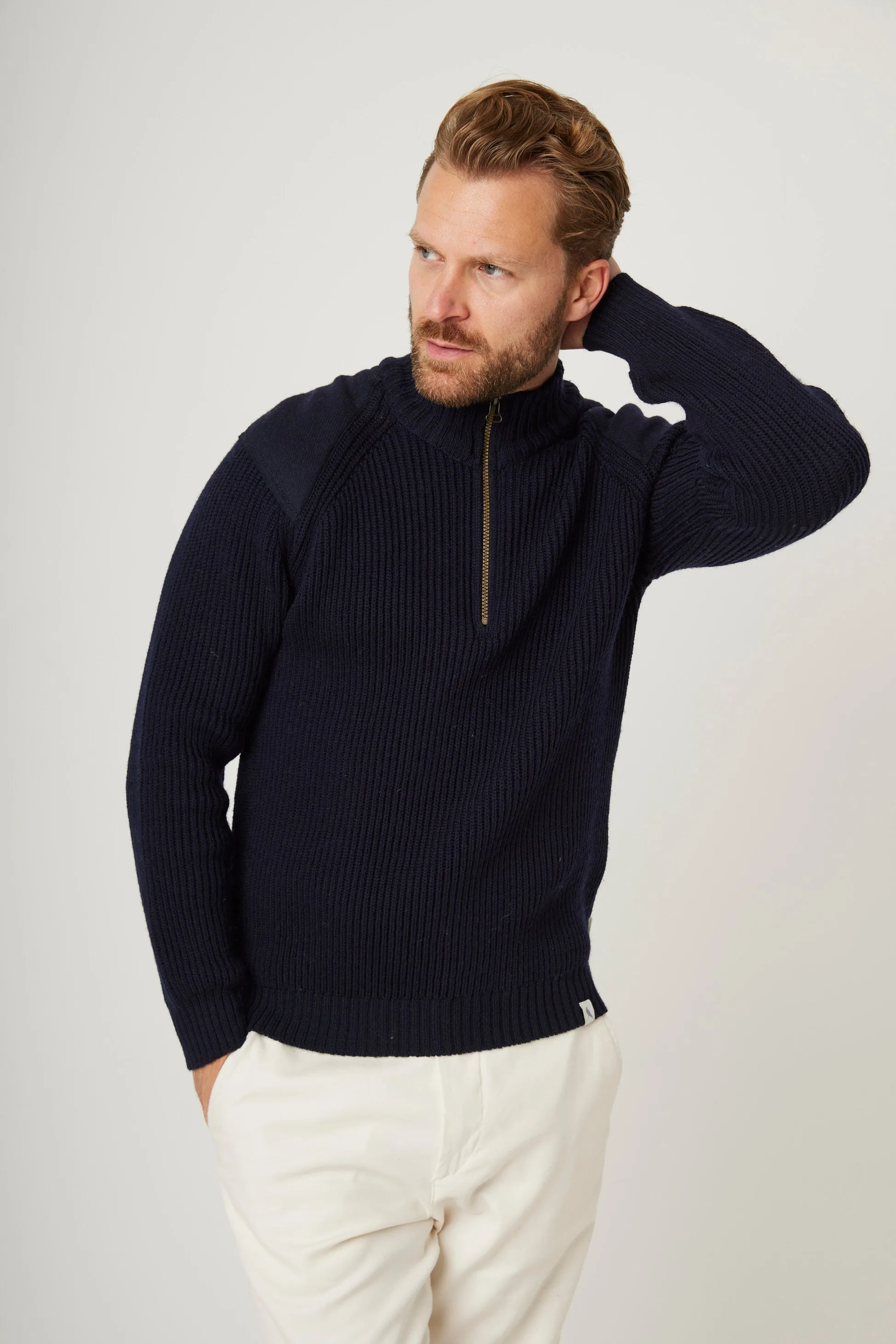 Peregrine Sweater Foxton Zip Neck Navy