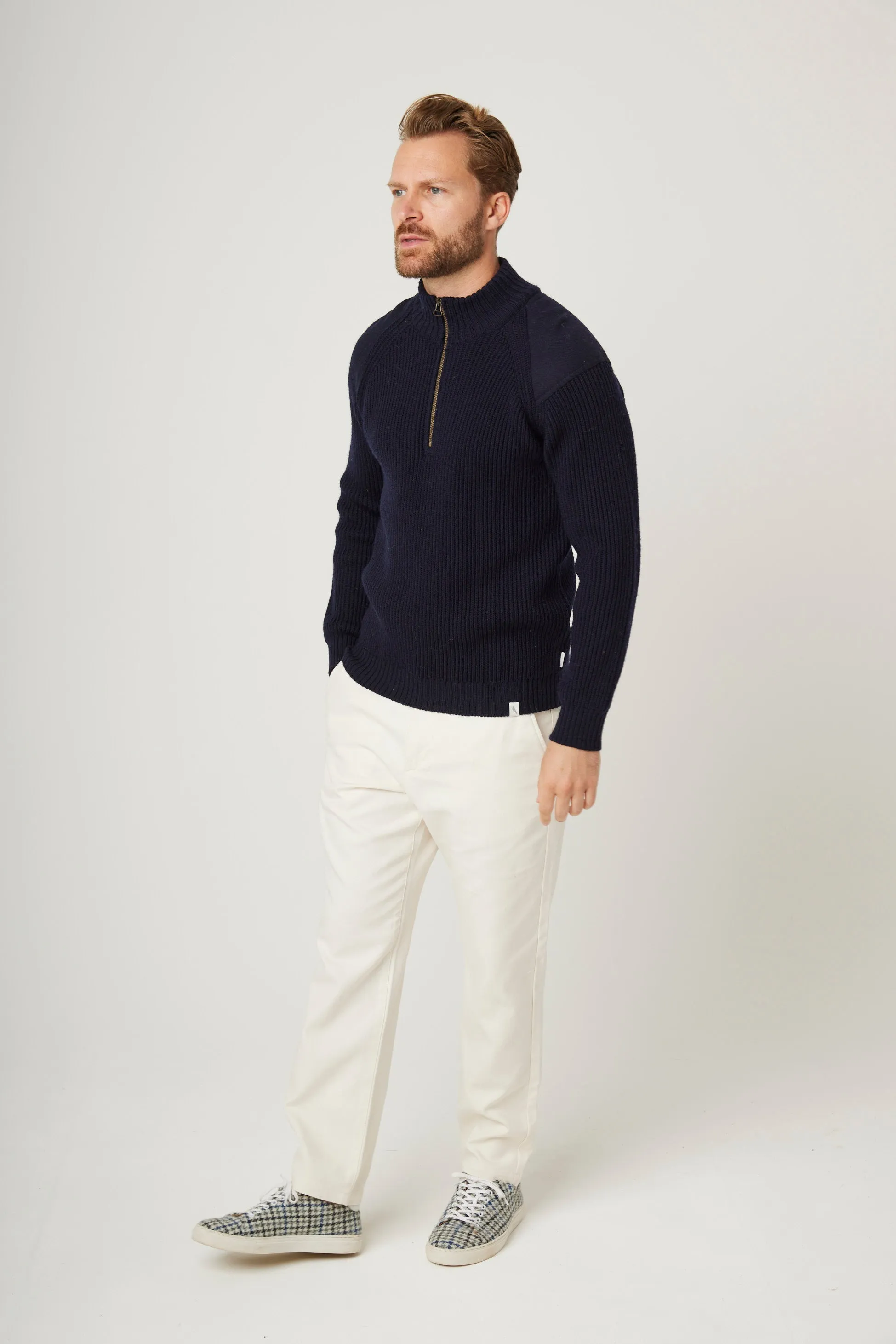 Peregrine Sweater Foxton Zip Neck Navy