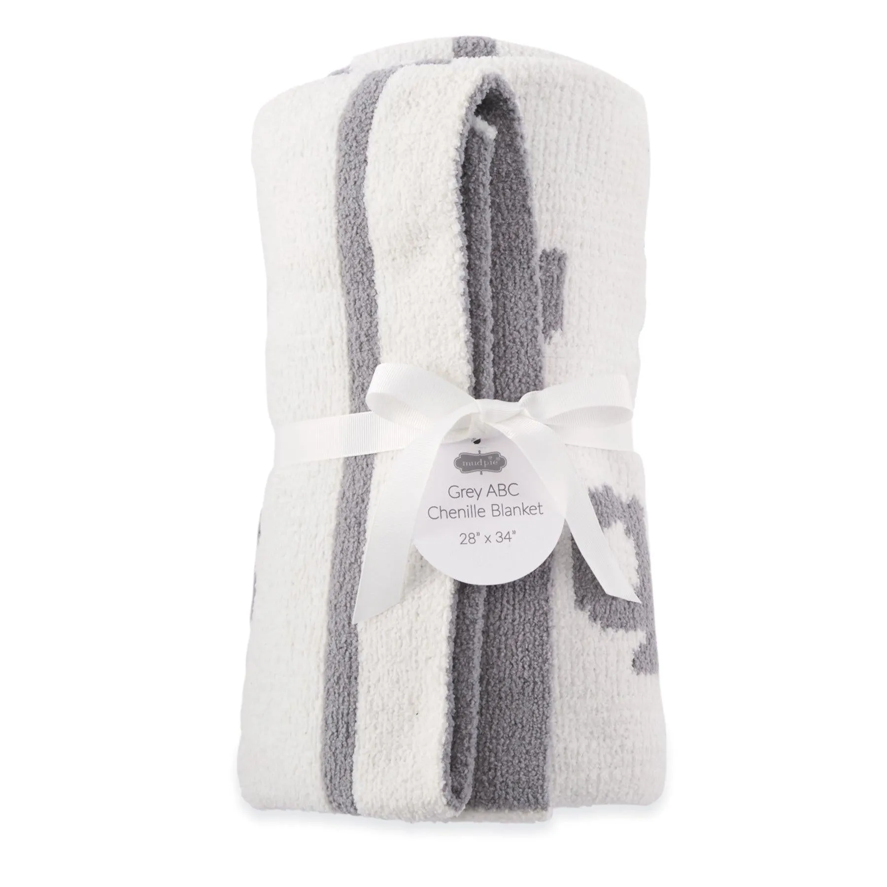 Personalized Grey ABC Chenille Blanket