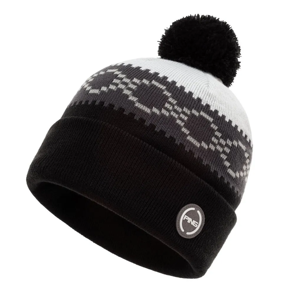 Ping Jorgen Bobble Beanie - Black/Silver/White