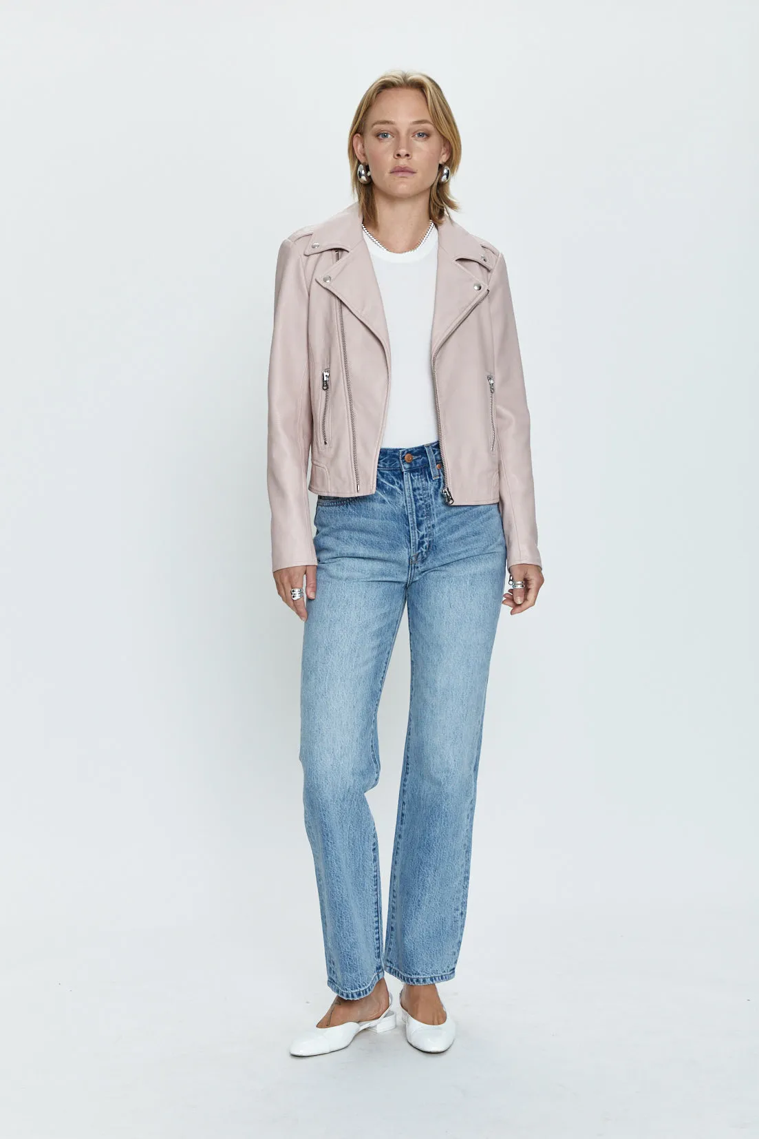 Pistola Nicolette Mod Moto Jacket in Mellow Rose