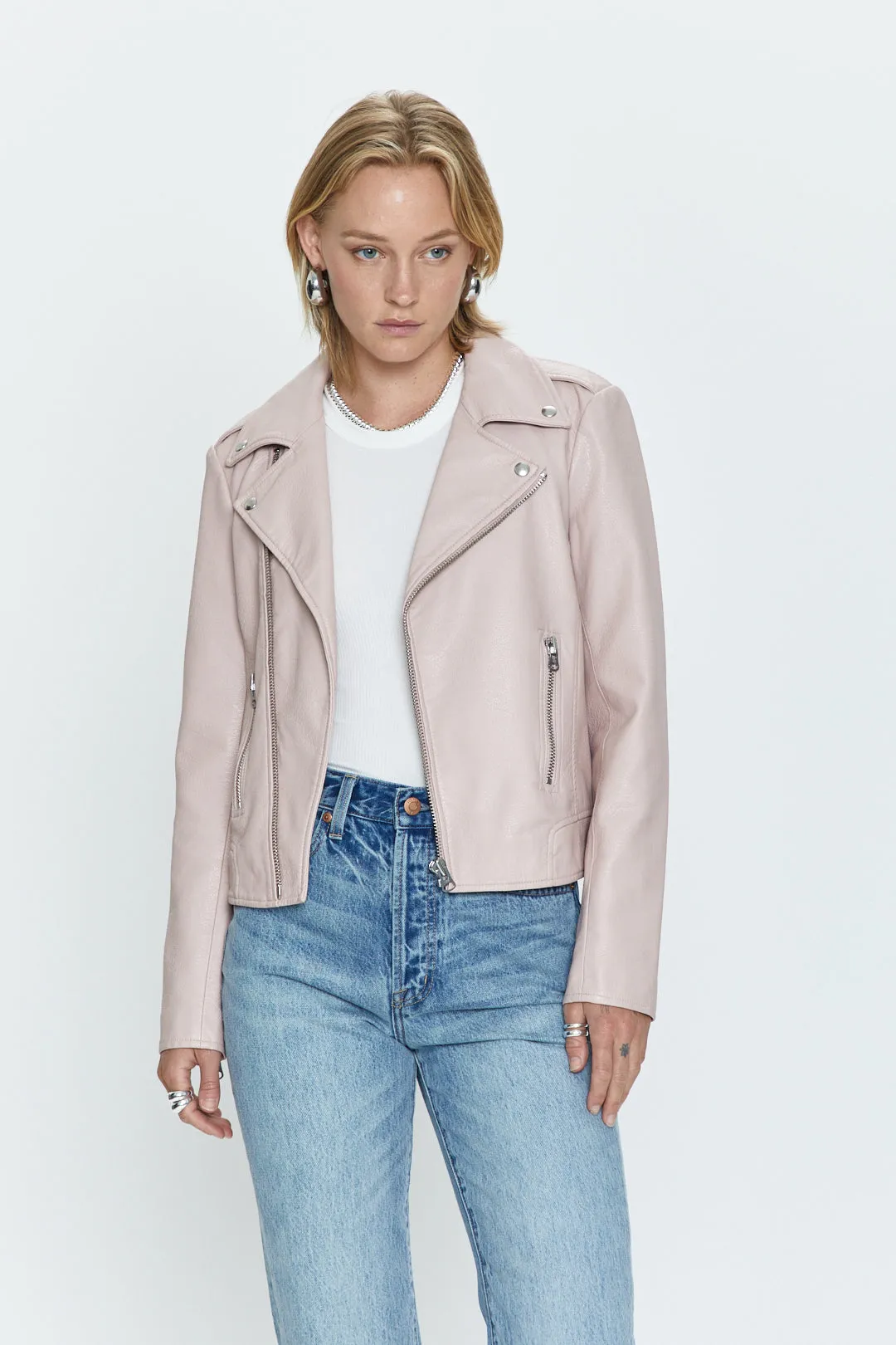 Pistola Nicolette Mod Moto Jacket in Mellow Rose