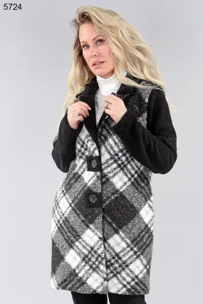 Plaid Bouclé Coat