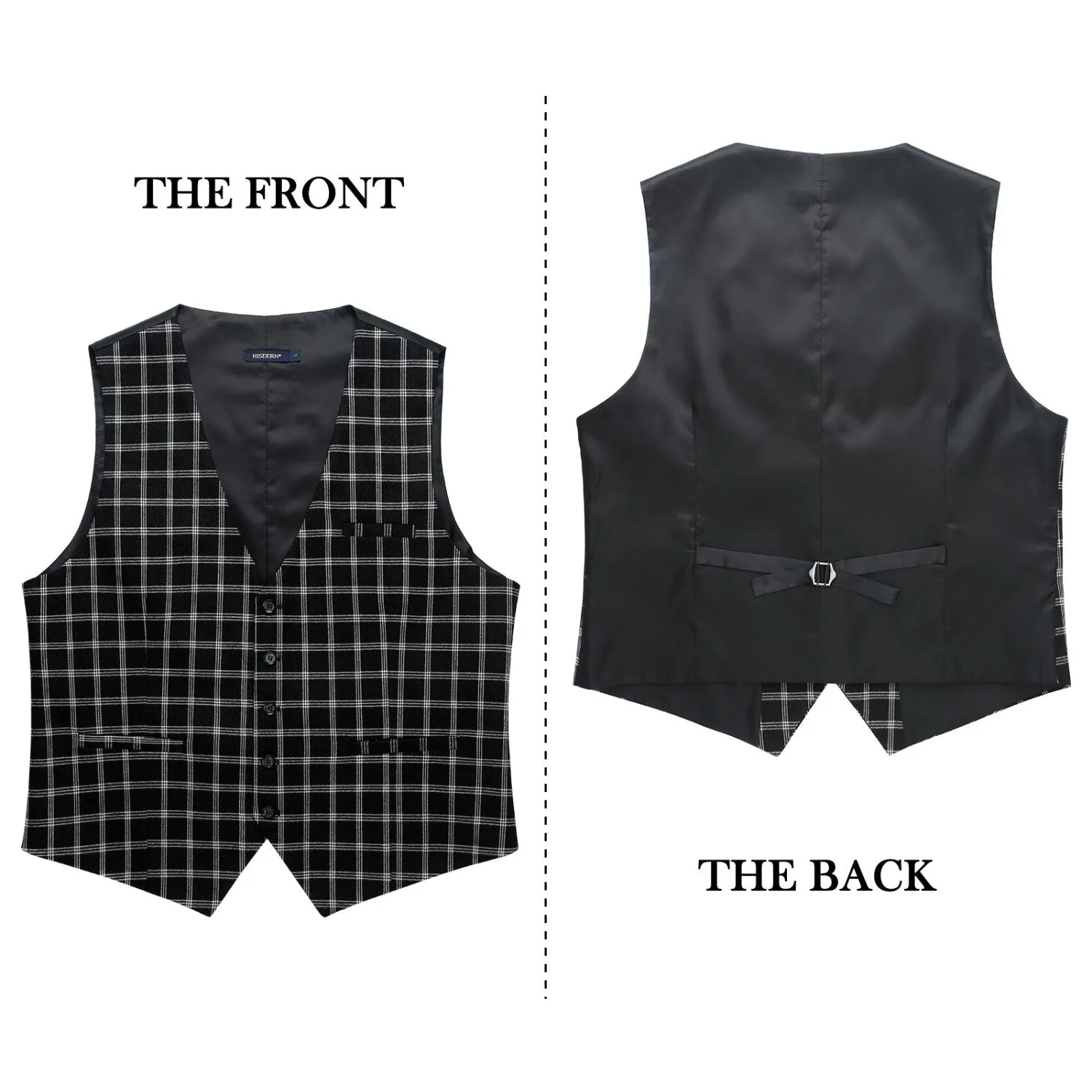 Plaid Slim Suit Vest - A2-BLACK/WHITE