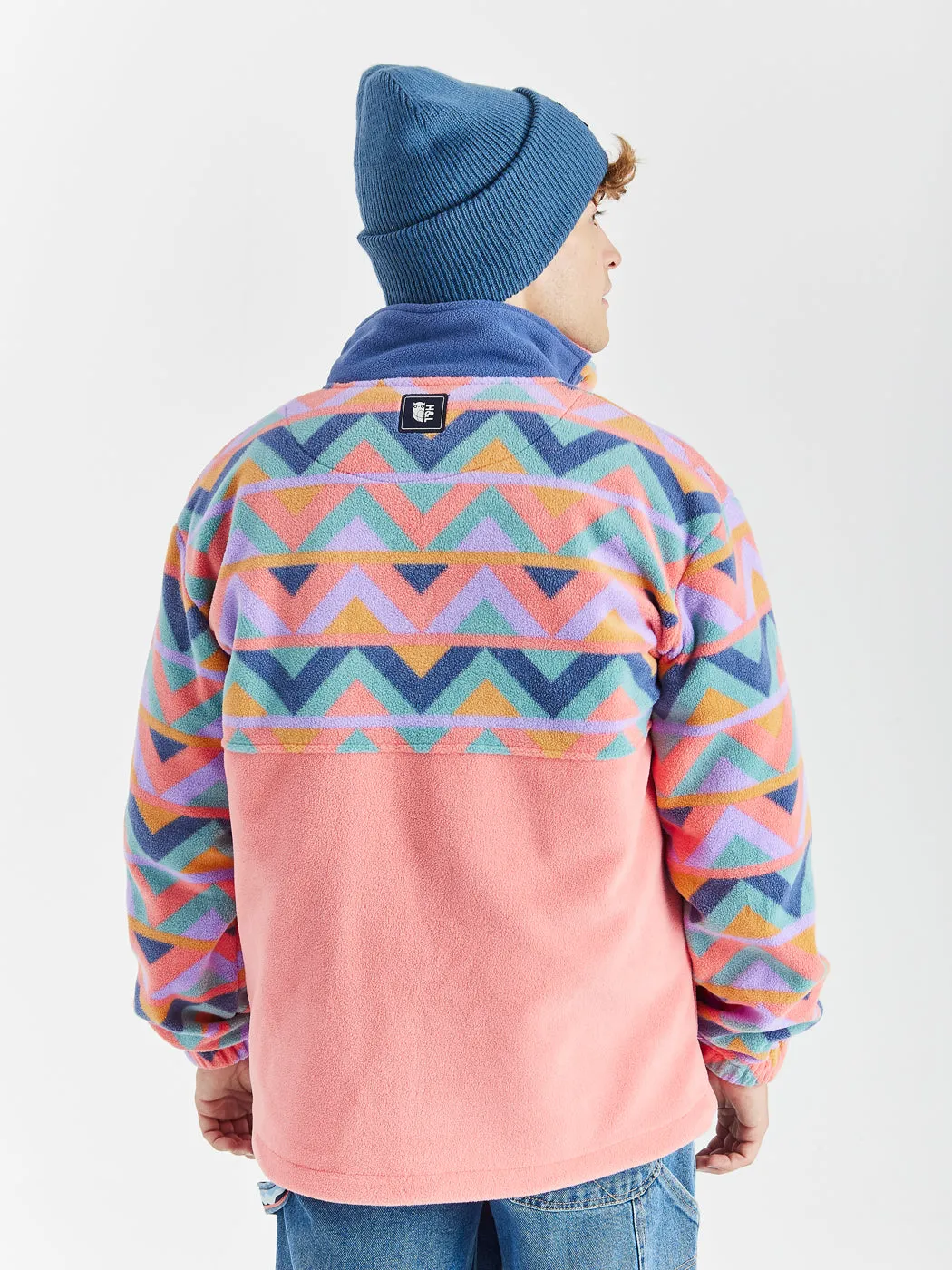 Polar Retro Pattern Popper Neck Fleece Aztec & Coral