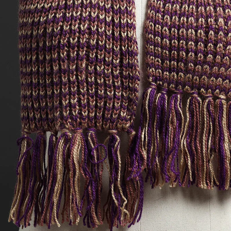 Purple - Kumaun Hand Knitted Woolen Muffler 70