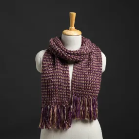 Purple - Kumaun Hand Knitted Woolen Muffler 70