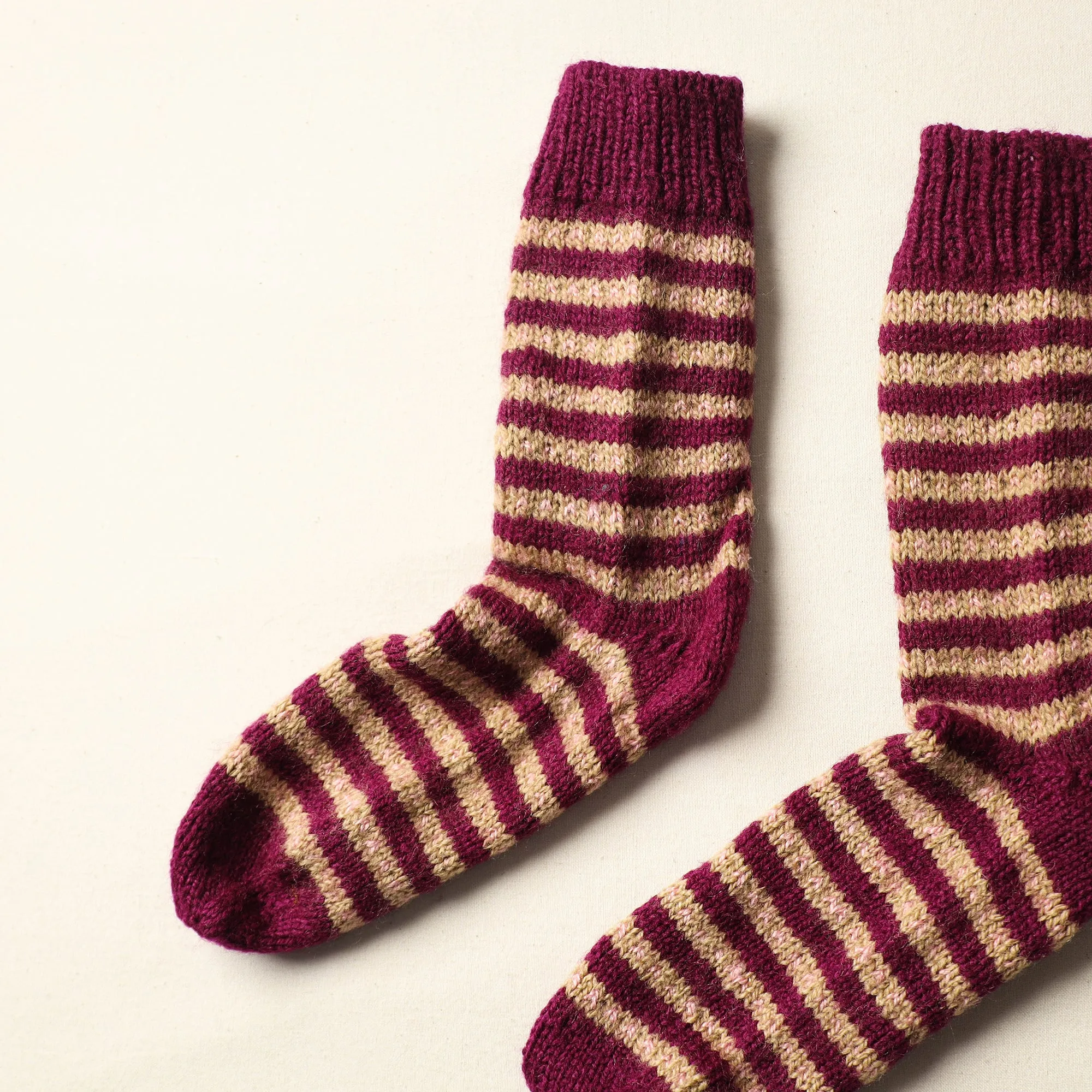 Purple - Kumaun Hand Knitted Woolen Socks (Adult) 63