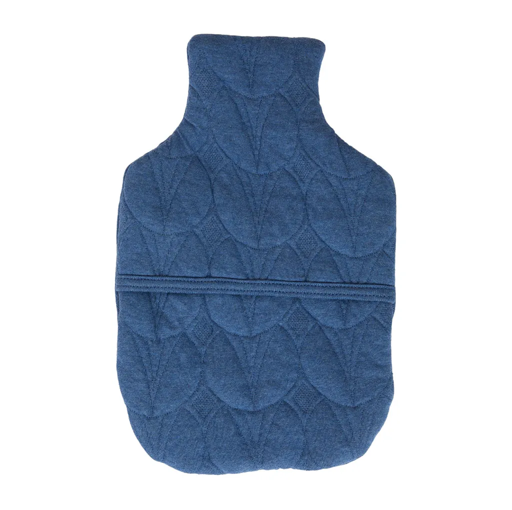 Quilted Cotton Hot Water Bottle - Denim