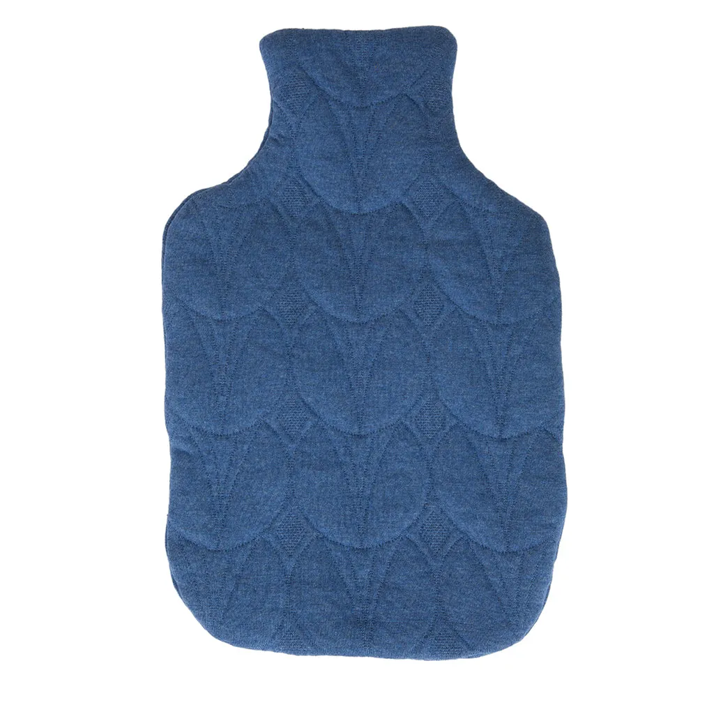 Quilted Cotton Hot Water Bottle - Denim