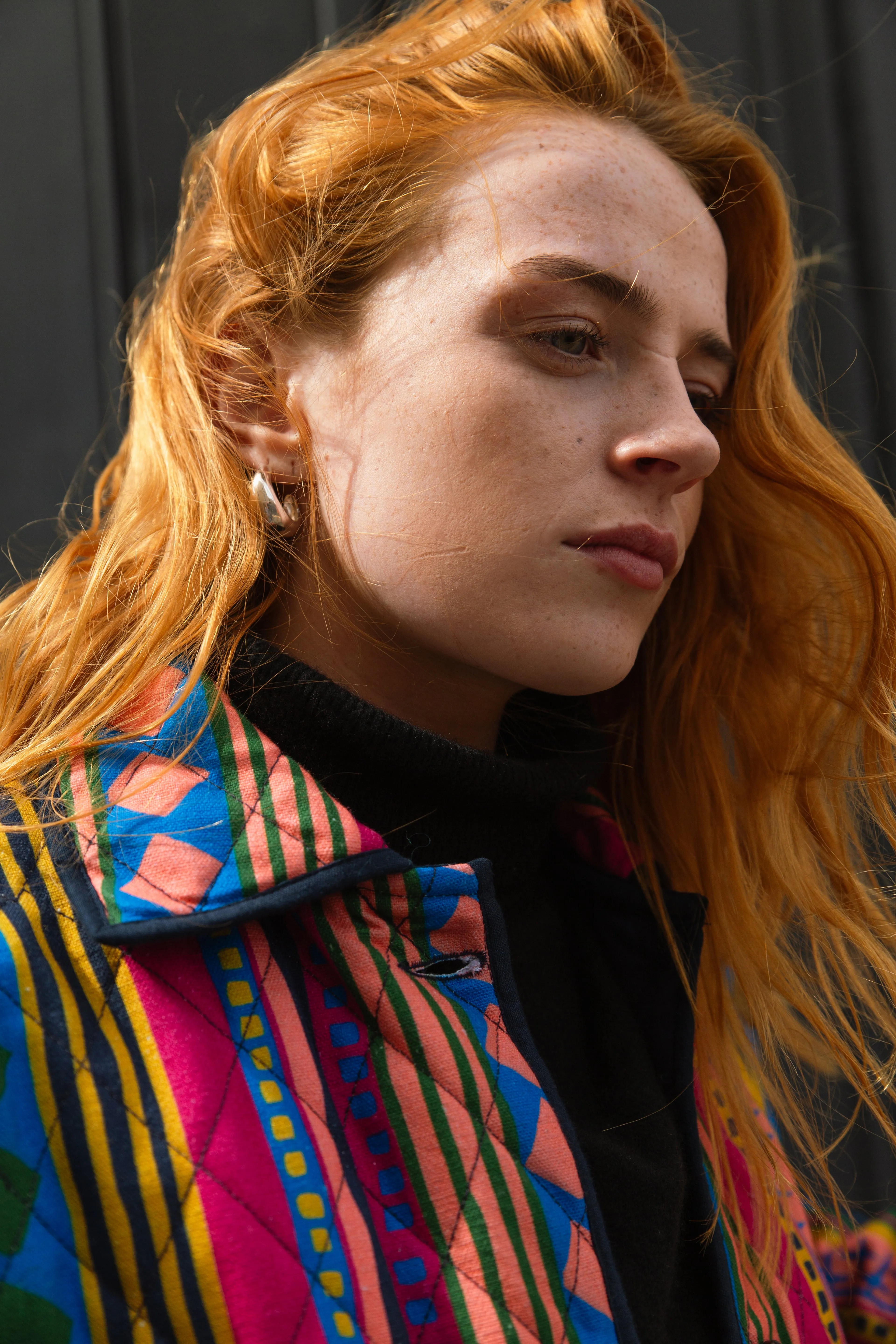 Quilted Overcoat in 'Colourful Cabaret Stripe'