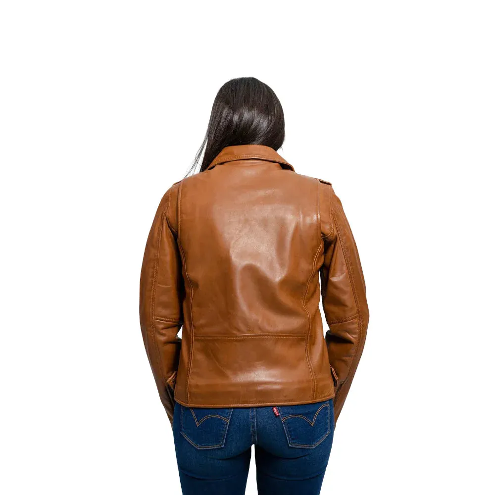 Rebel Womens Leather Jacket Whiskey