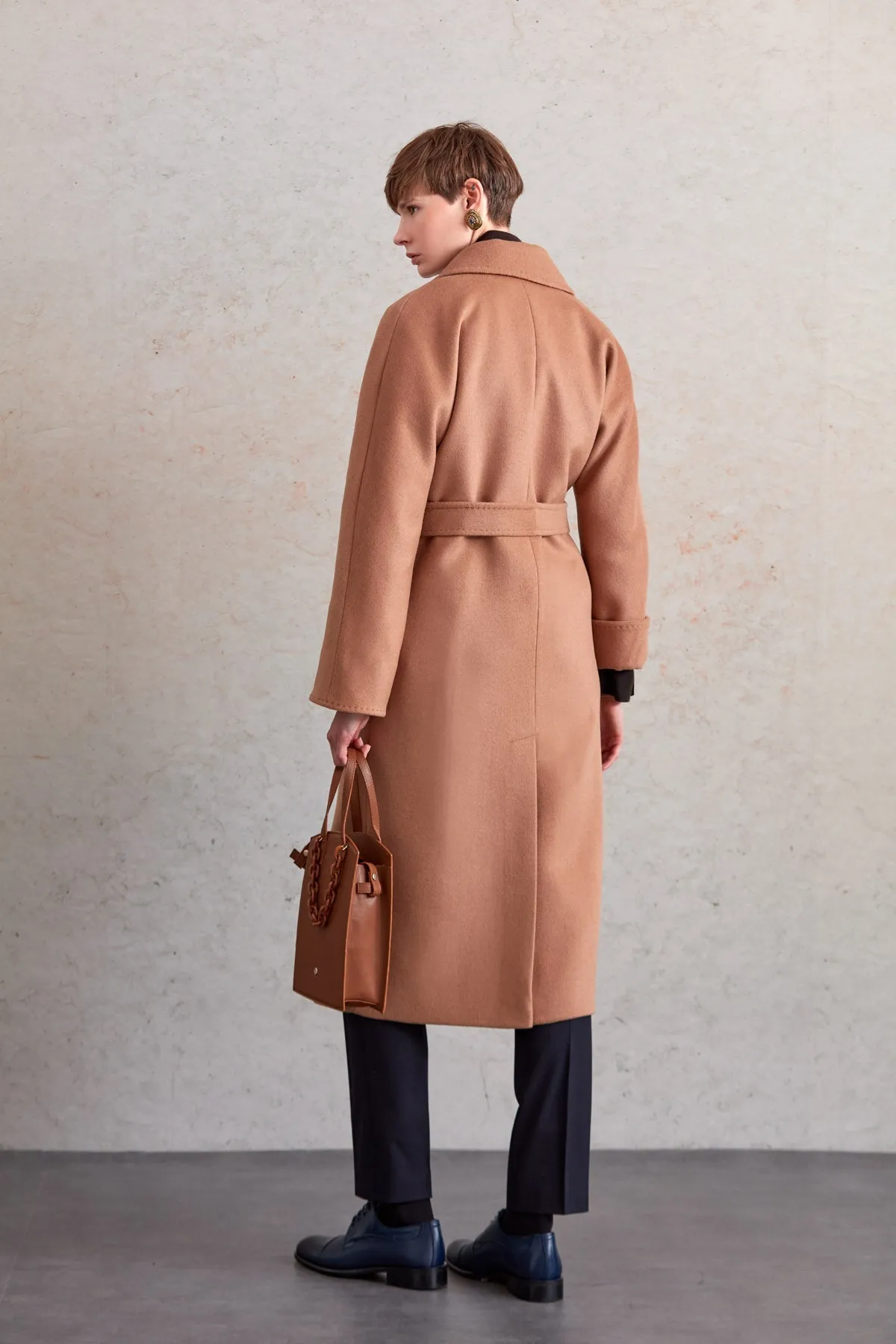 Regular Fit Diana Plain Belted Wool Coat