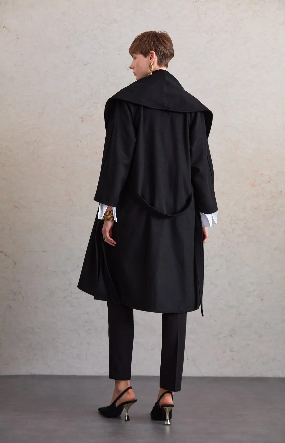 Regular Fit Meghan Belted Shawl Collar Wool Coat