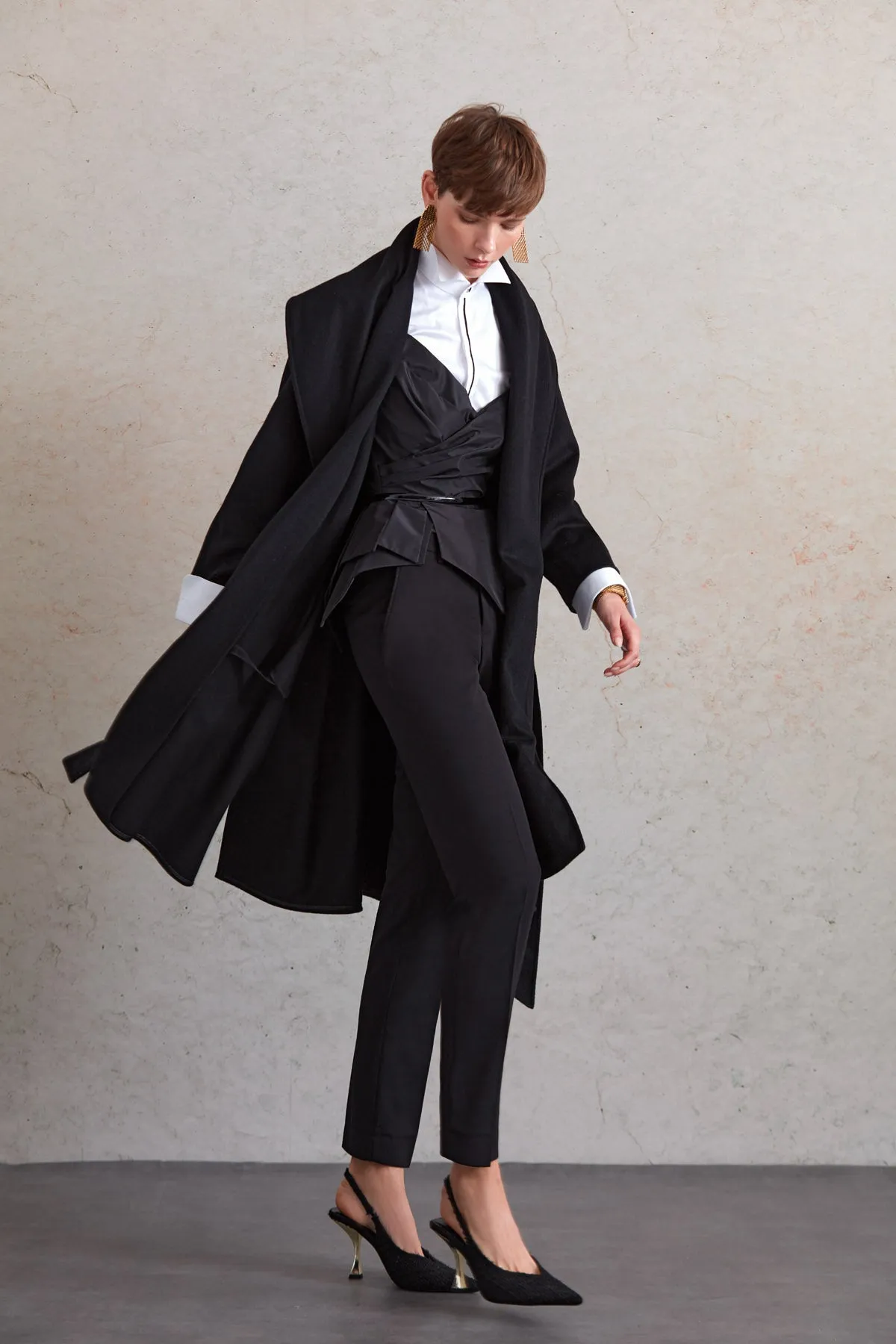 Regular Fit Meghan Belted Shawl Collar Wool Coat