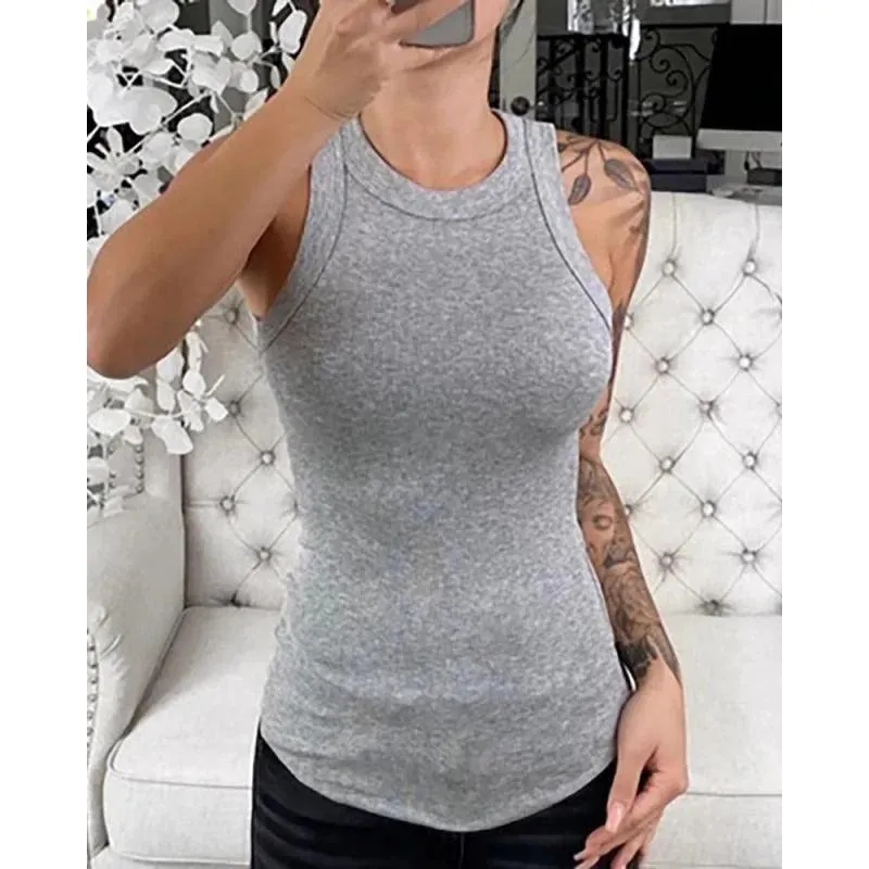 Ribbed Tank Top: Comfortable & Stylish O Neck Cami - Summer Essential