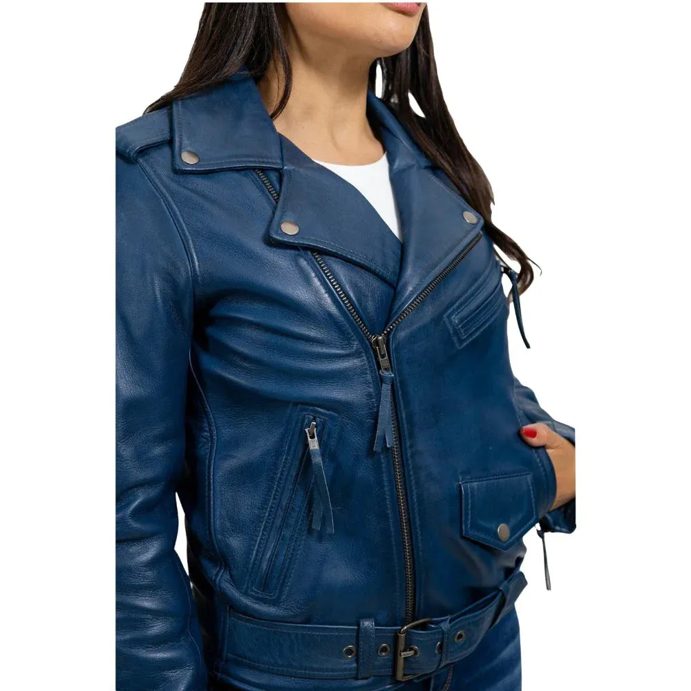 Rockstar - Womens Leather Jacket - Blue