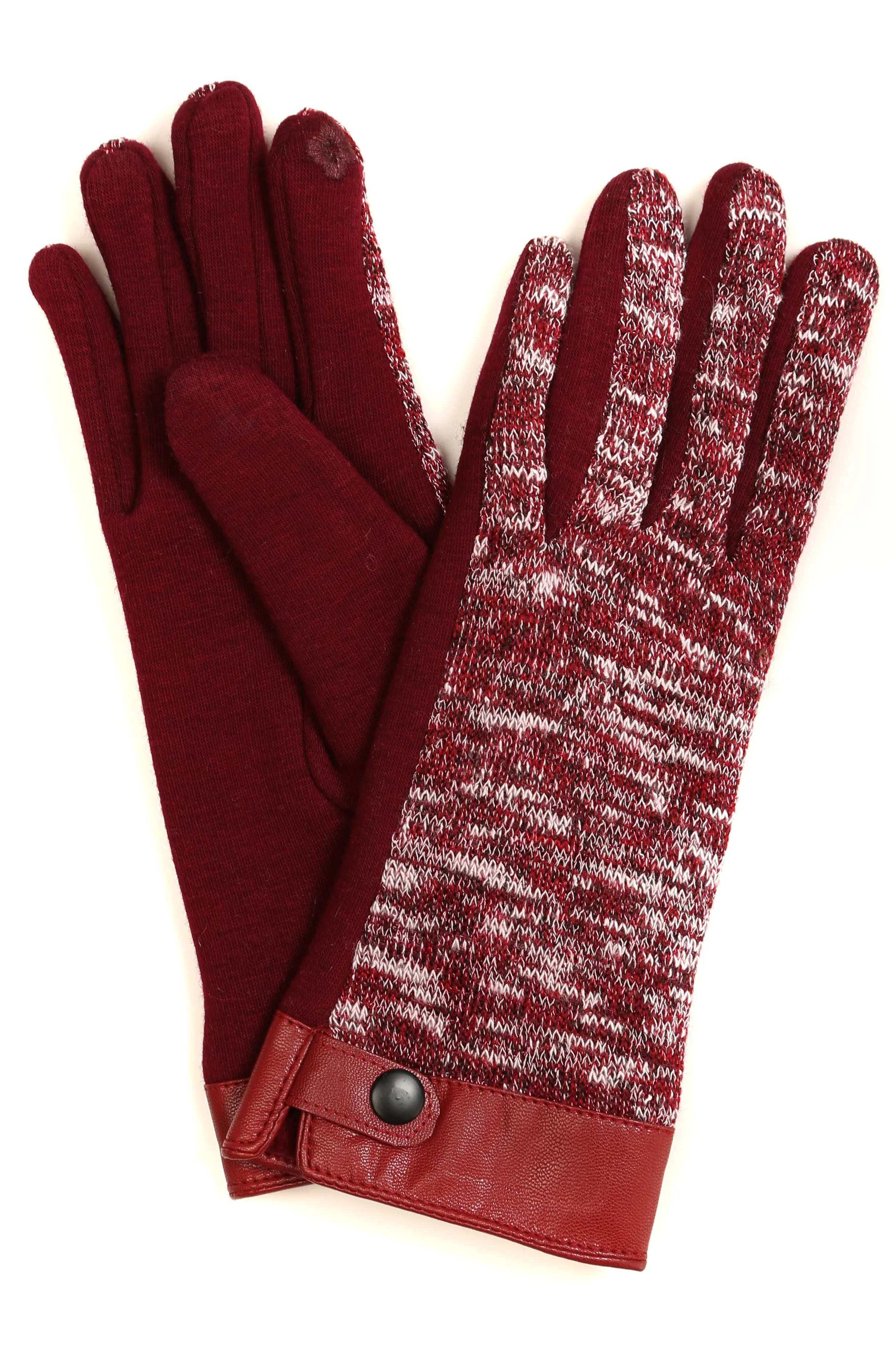 Sakkas Lilith Heather Knit Wrist Length Touch Screen Wrist Snap Winter Gloves