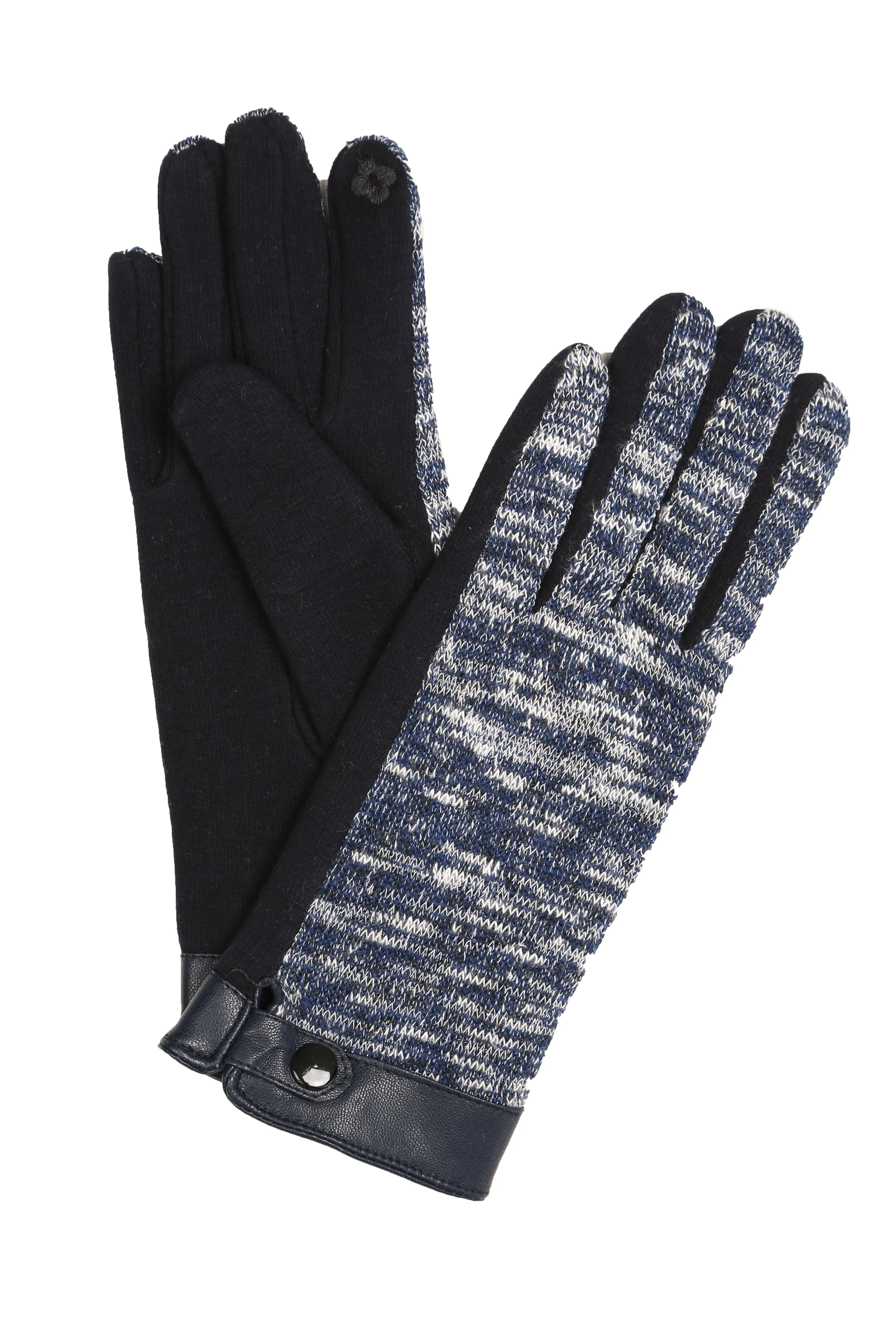 Sakkas Lilith Heather Knit Wrist Length Touch Screen Wrist Snap Winter Gloves