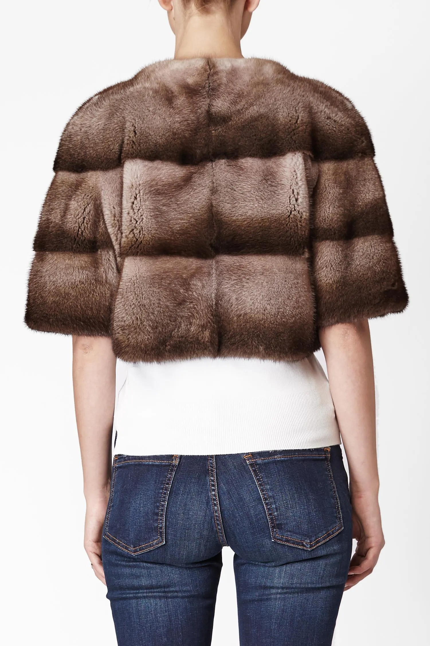 Sarah Mini Mink Fur Jacket Bosco