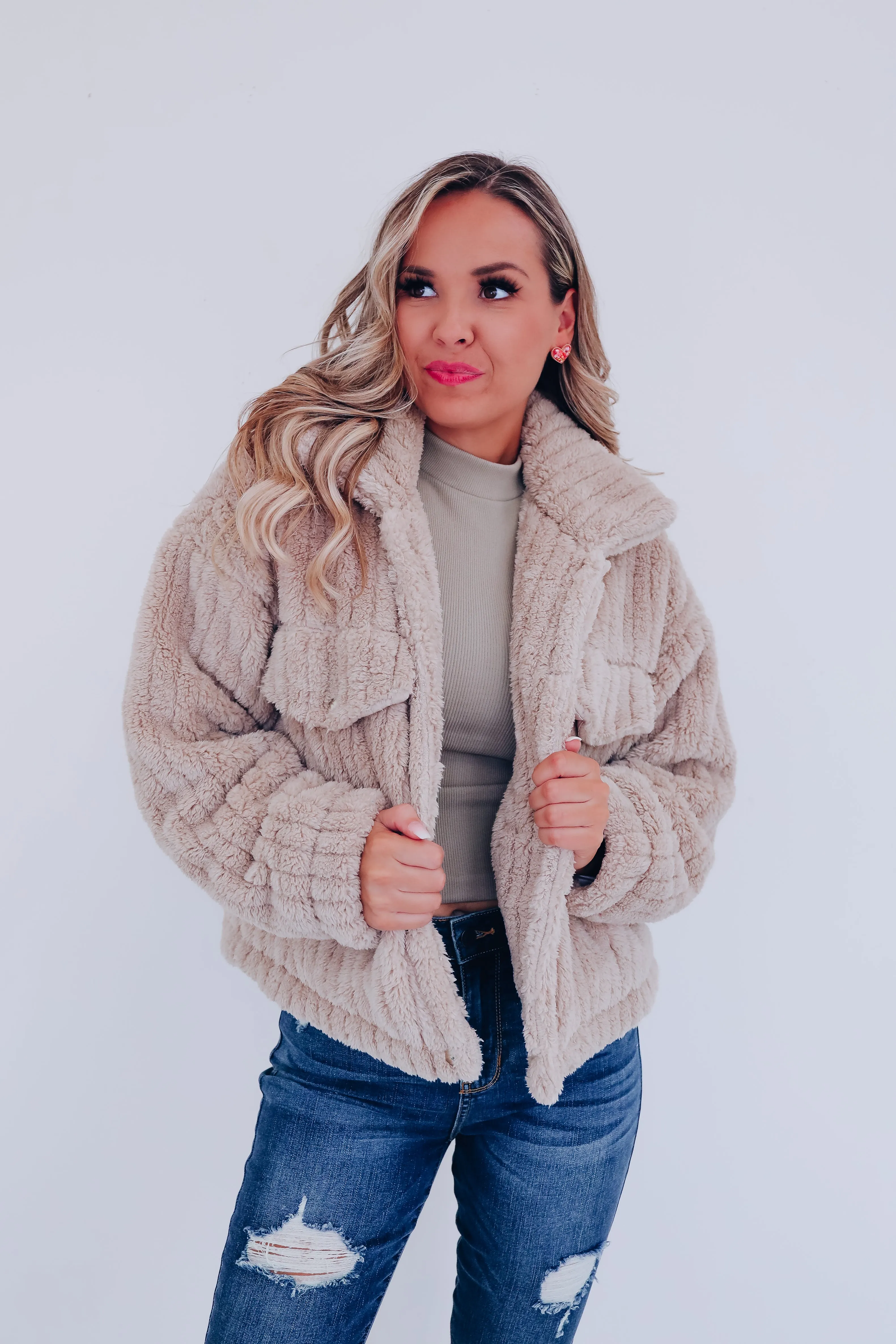 Sheridan Faux Fur Cropped Jacket - Mocha