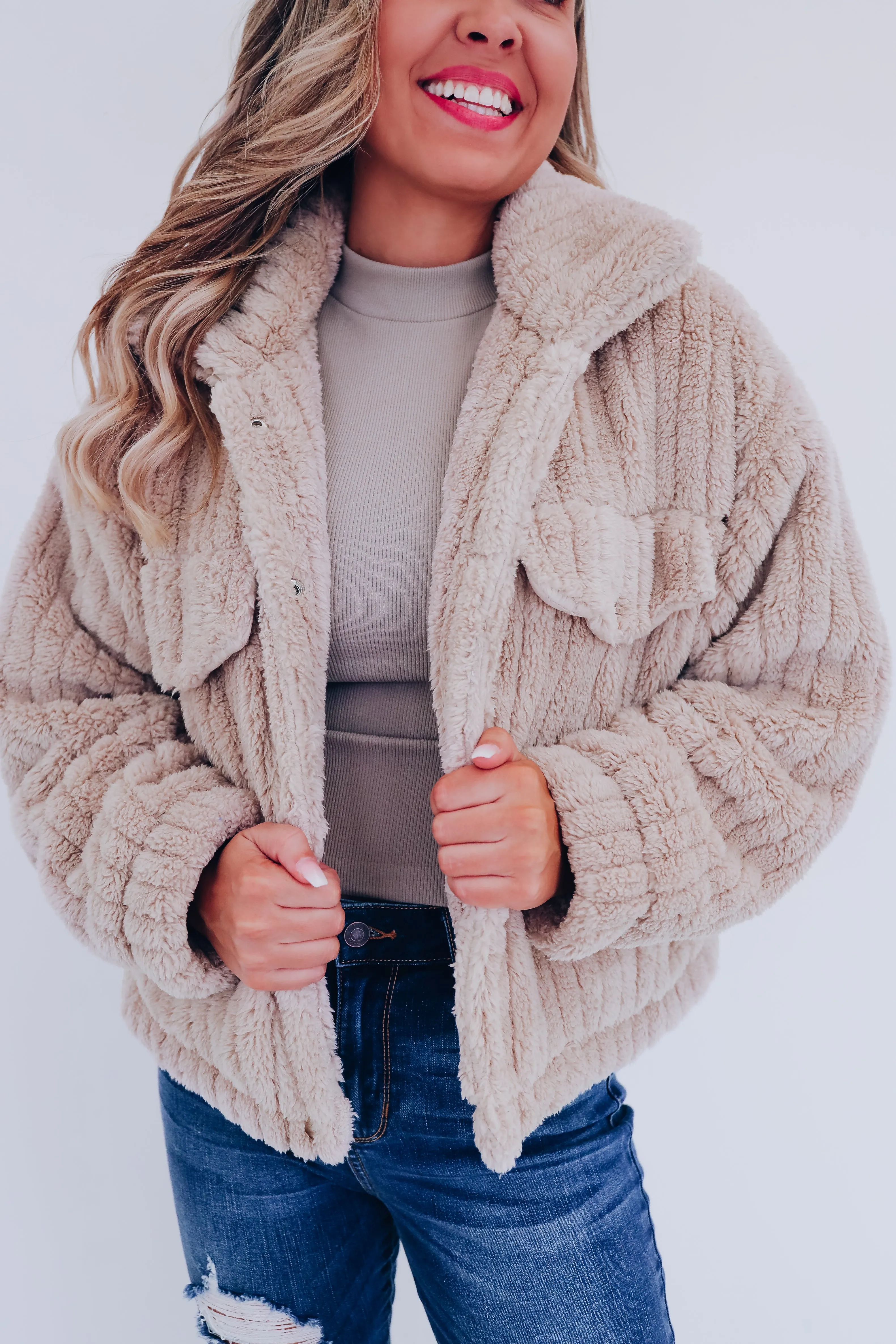 Sheridan Faux Fur Cropped Jacket - Mocha