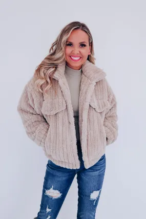 Sheridan Faux Fur Cropped Jacket - Mocha