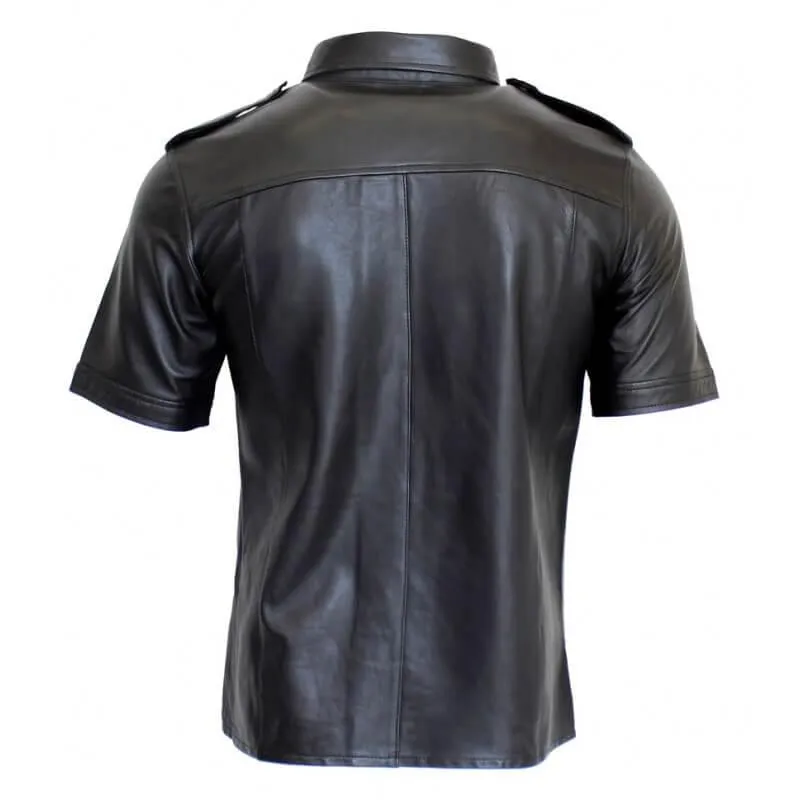 Short Sleeve Leather Shirt