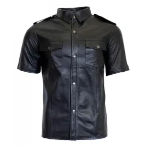 Short Sleeve Leather Shirt