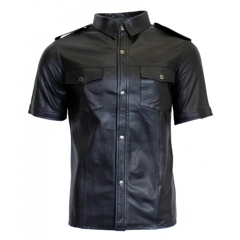 Short Sleeve Leather Shirt