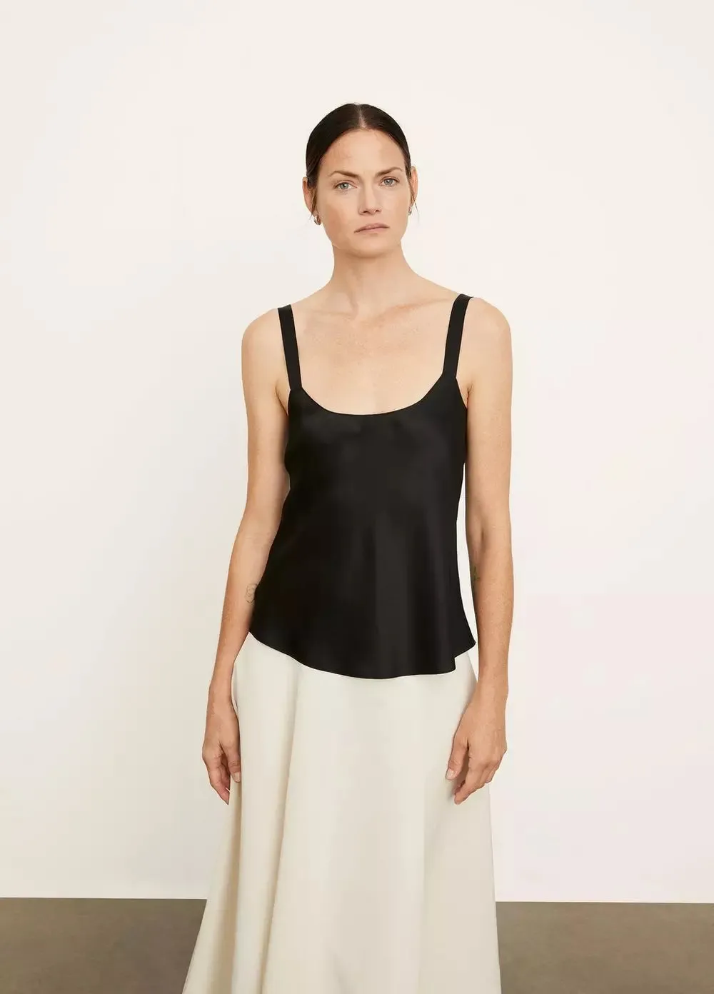 Silk Scoop Neck Camisole - Black