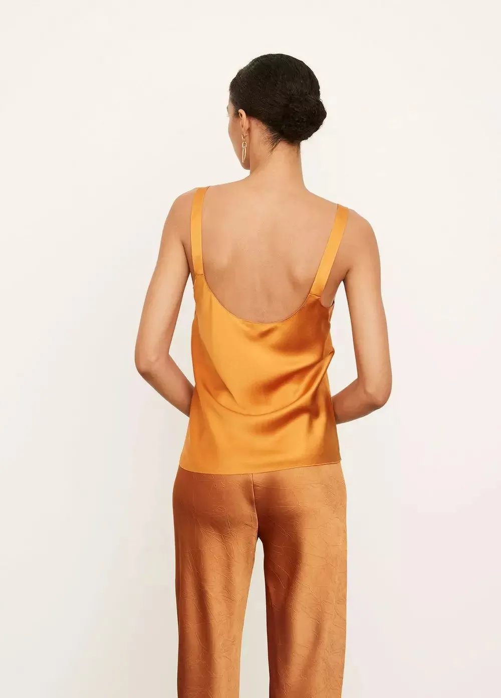 Silk Scoop Neck Camisole - Burnt Orange