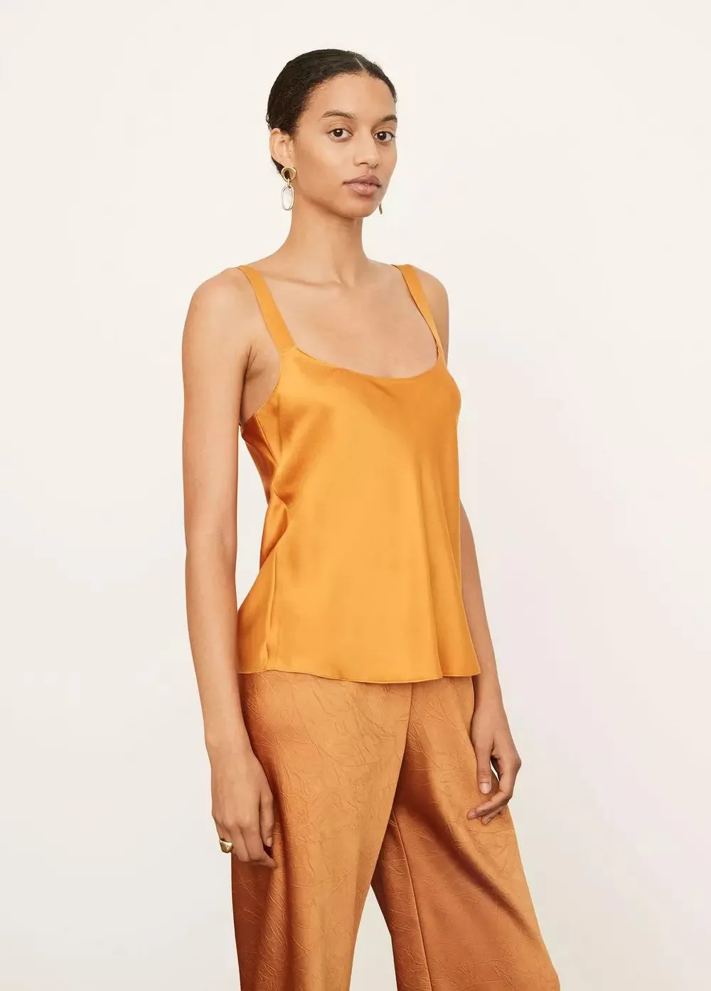 Silk Scoop Neck Camisole - Burnt Orange